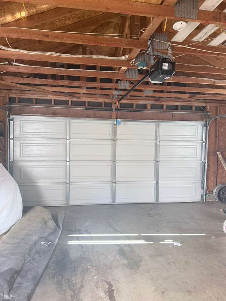 White sectional double garage door from the interior